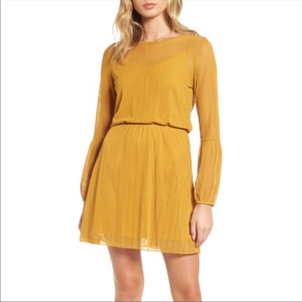 Leith mustard yellow blouson dress size S